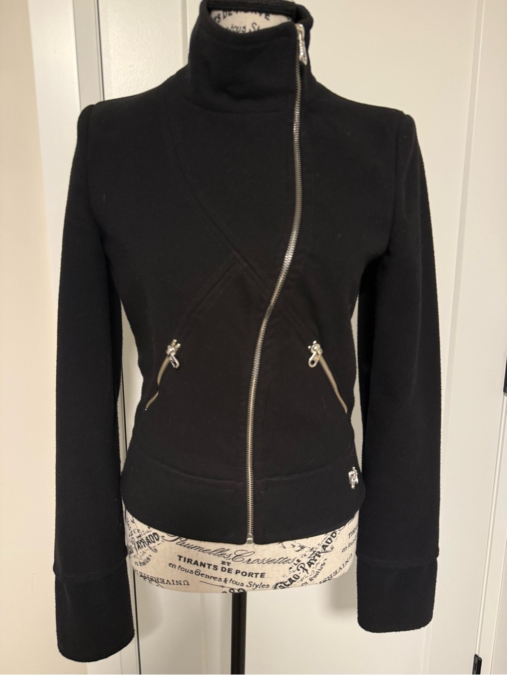 Miss Sixty Black Asymmetrical Zip Bomber Jacket